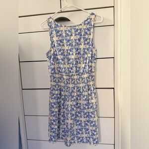 Universal Thread White and Blue Floral Smocked Midi Dress